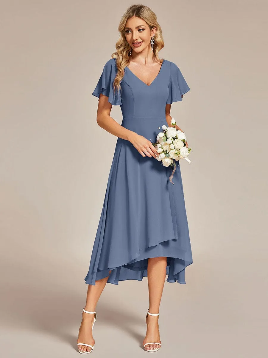 A-Line Chiffon Dress with High-Low Hem