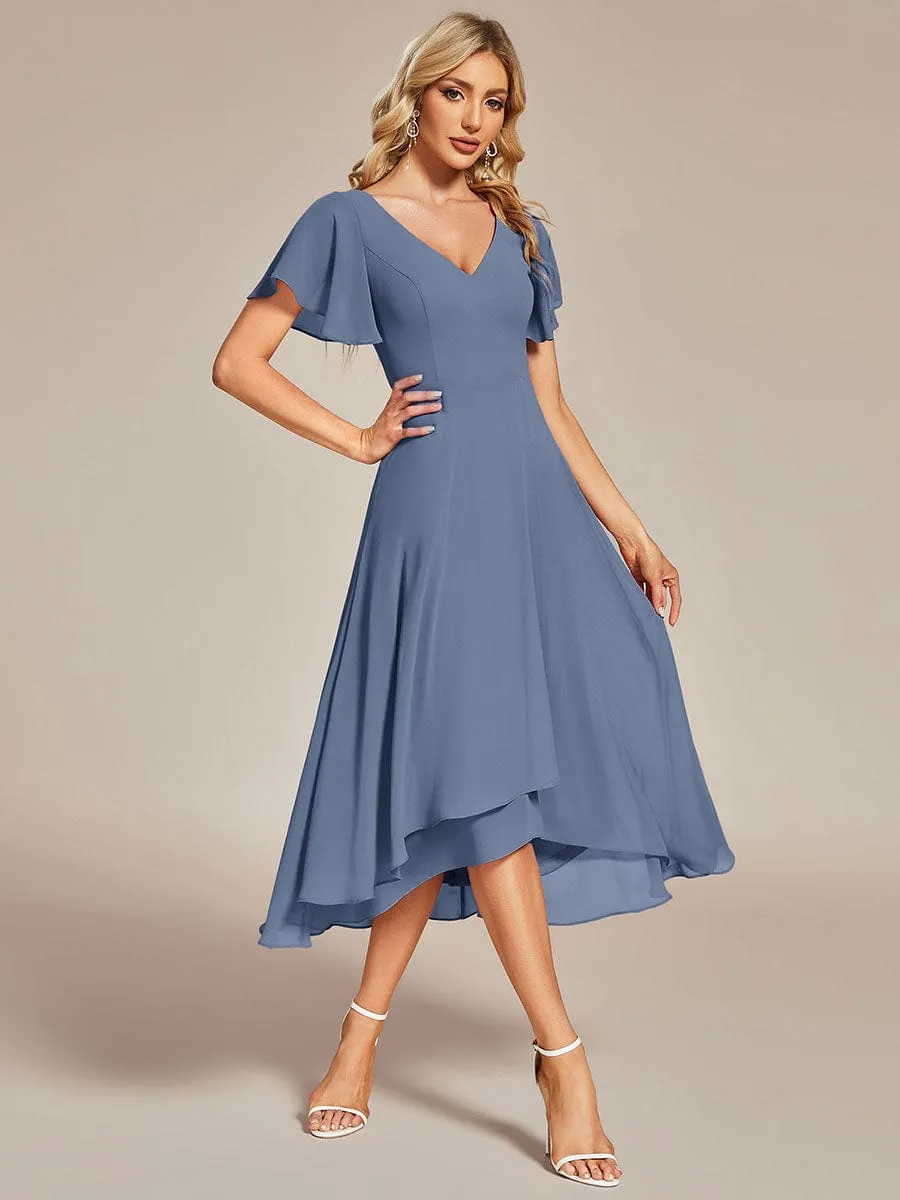 A-Line Chiffon Dress with High-Low Hem