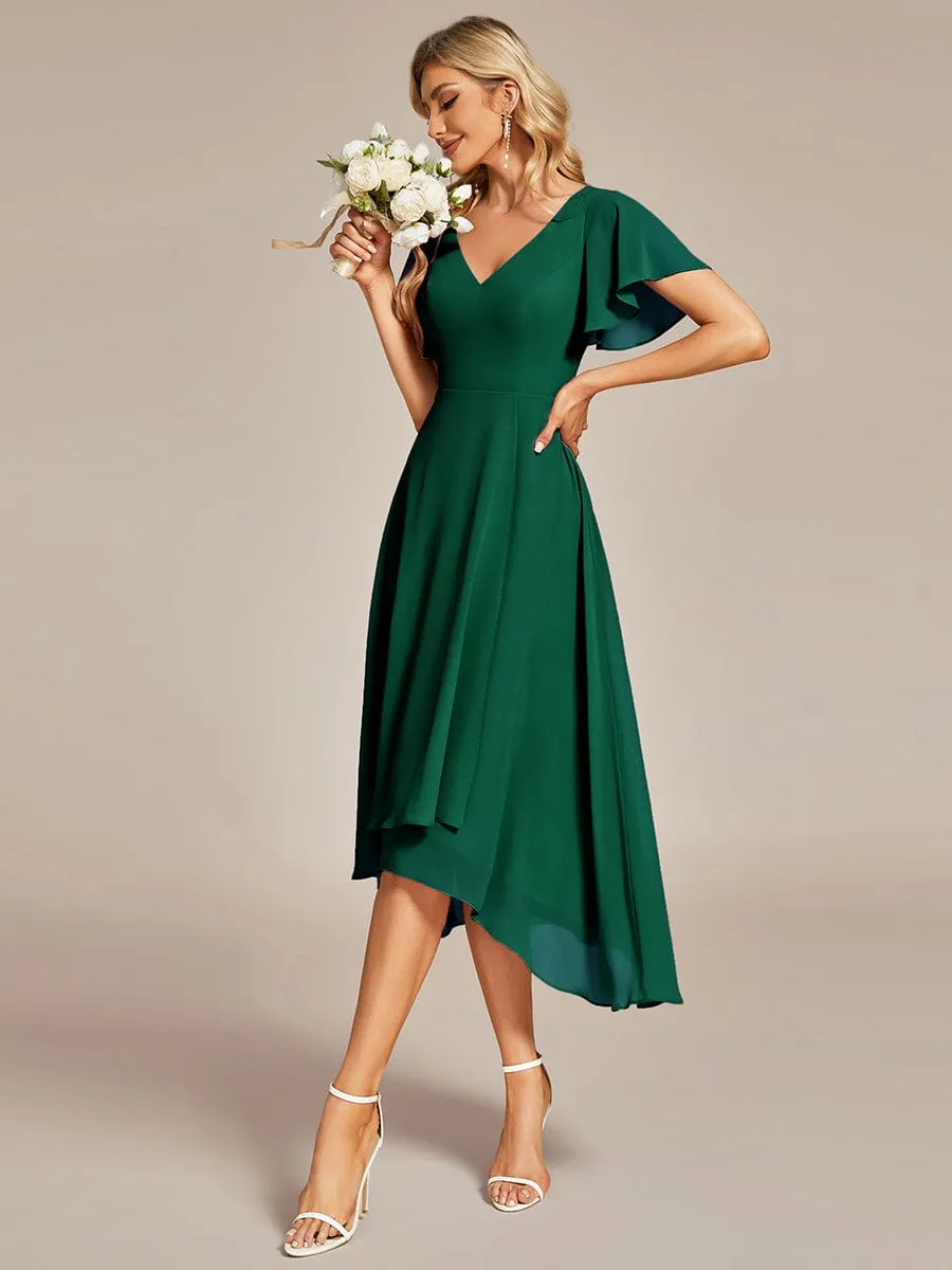 A-Line Chiffon Dress with High-Low Hem