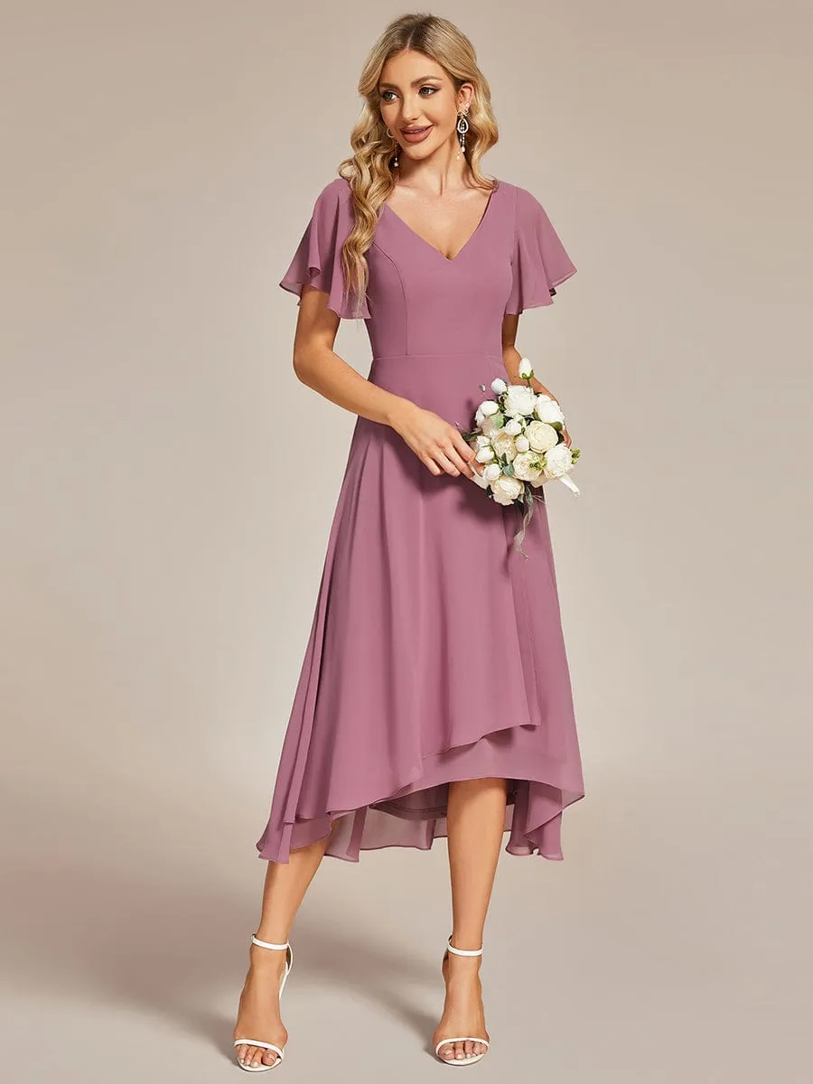 A-Line Chiffon Dress with High-Low Hem