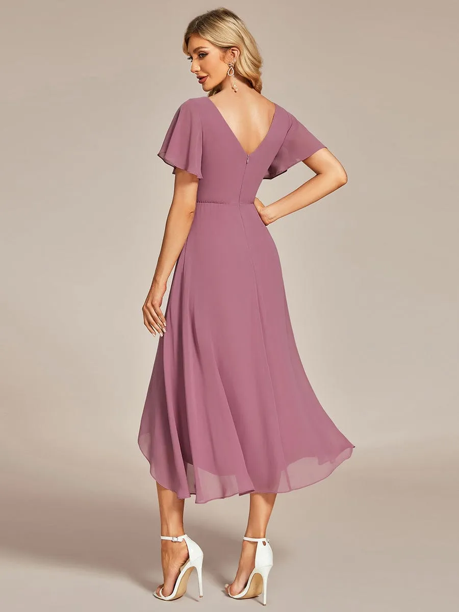 A-Line Chiffon Dress with High-Low Hem