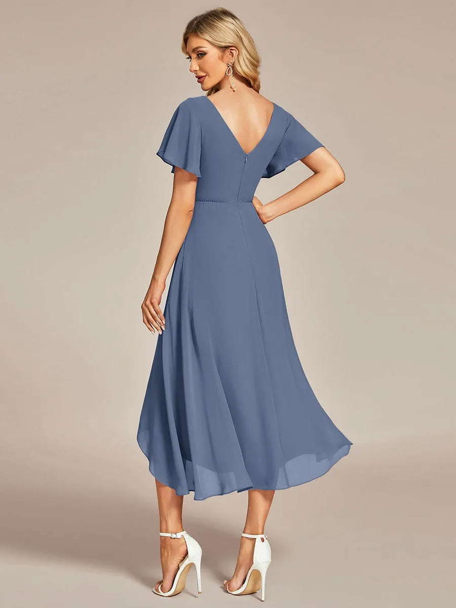 A-Line Chiffon Dress with High-Low Hem