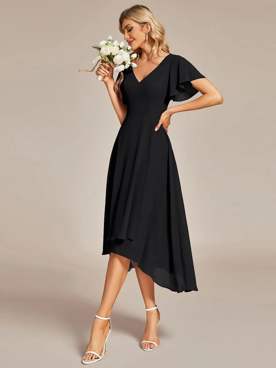 A-Line Chiffon Dress with High-Low Hem