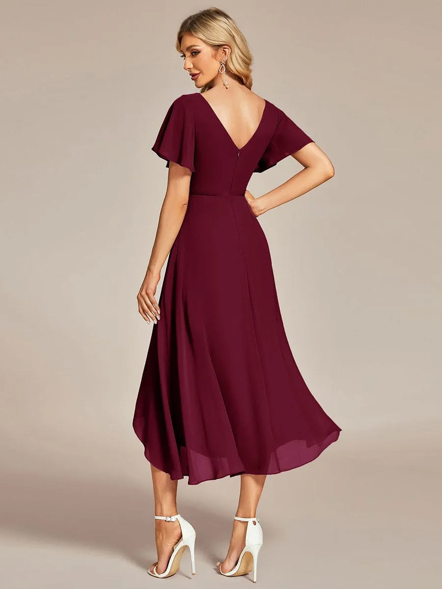 A-Line Chiffon Dress with High-Low Hem