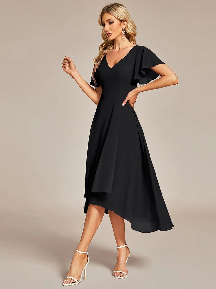 A-Line Chiffon Dress with High-Low Hem