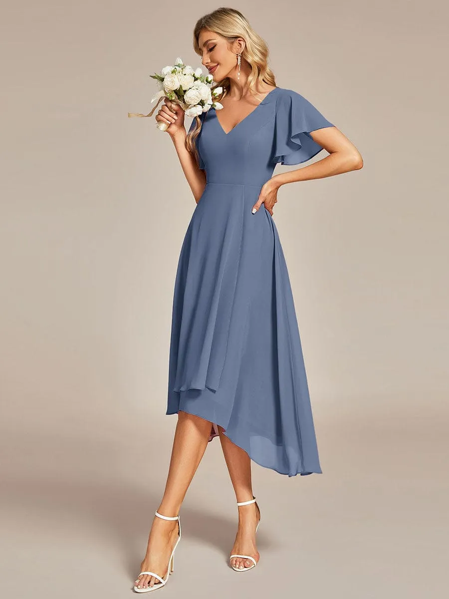 A-Line Chiffon Dress with High-Low Hem