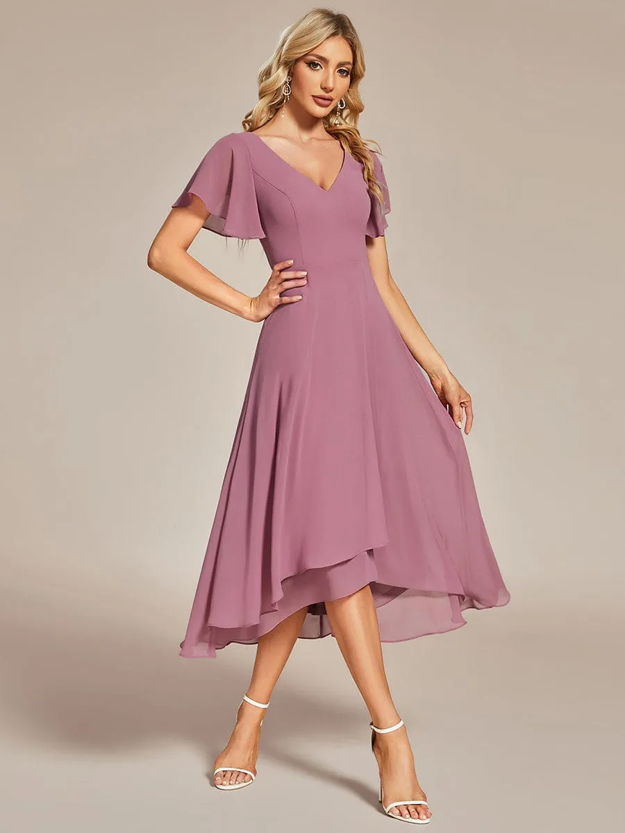 A-Line Chiffon Dress with High-Low Hem