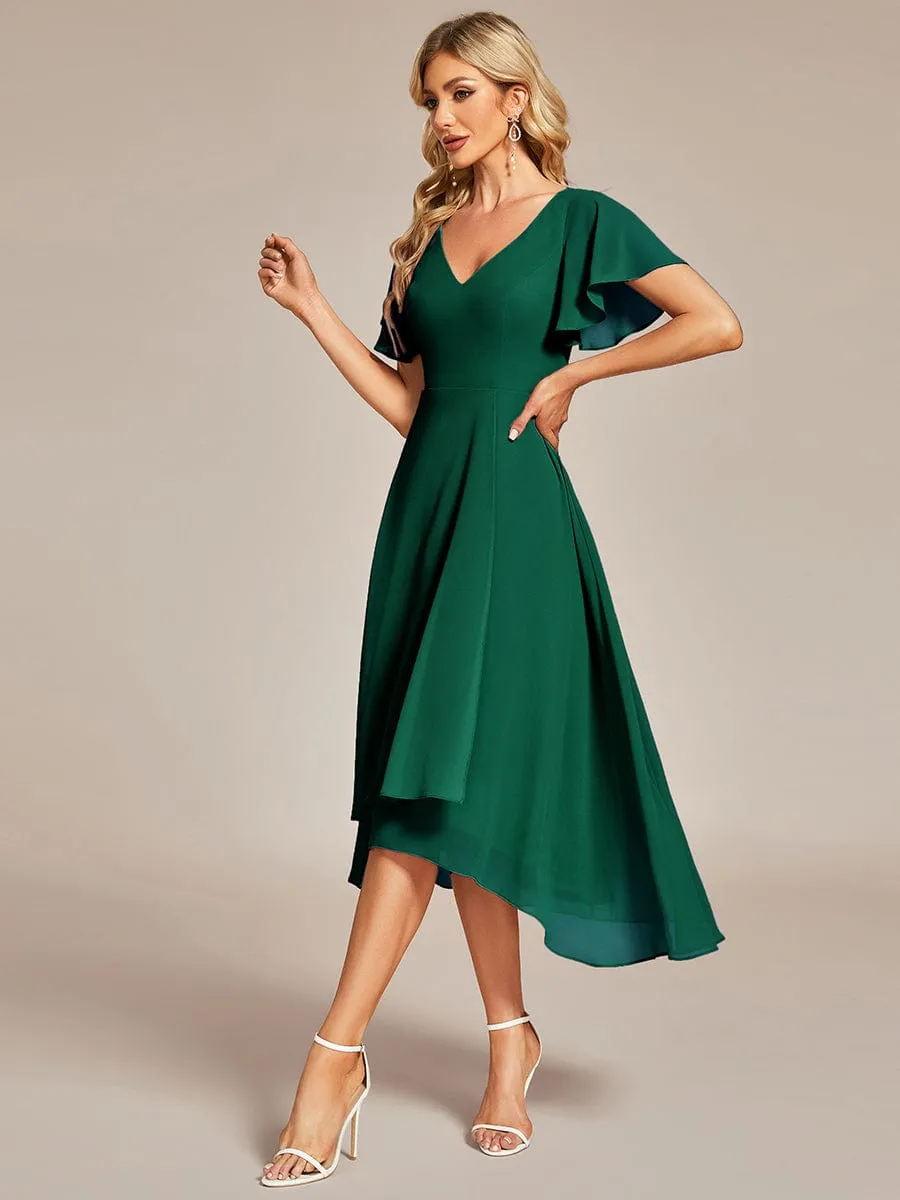 A-Line Chiffon Dress with High-Low Hem