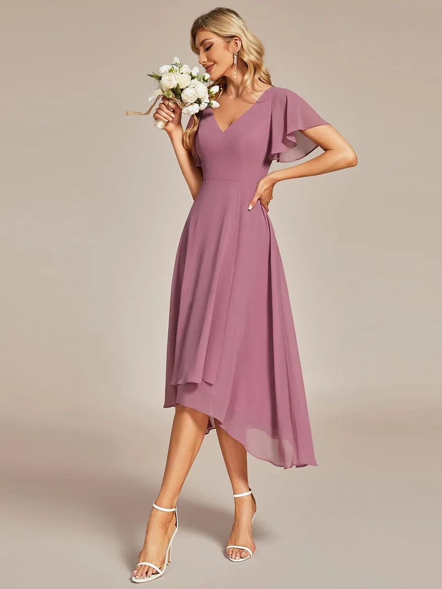 A-Line Chiffon Dress with High-Low Hem