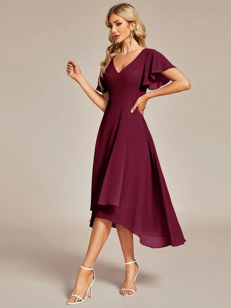 A-Line Chiffon Dress with High-Low Hem