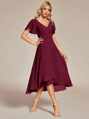 A-Line Chiffon Dress with High-Low Hem