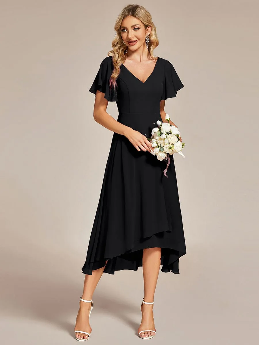 A-Line Chiffon Dress with High-Low Hem
