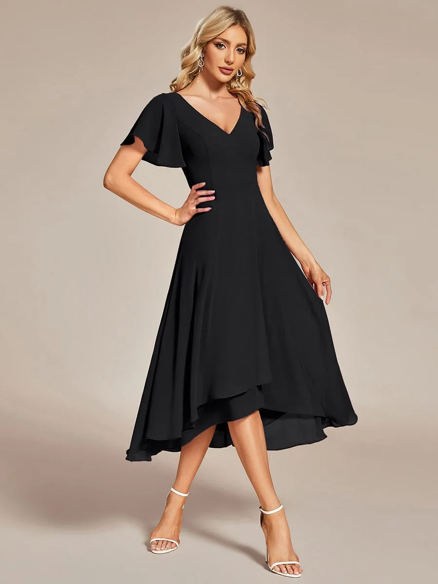 A-Line Chiffon Dress with High-Low Hem