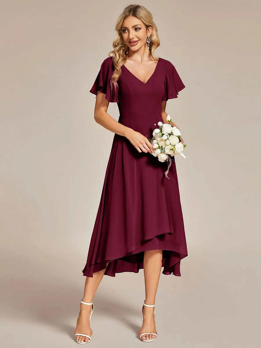 A-Line Chiffon Dress with High-Low Hem