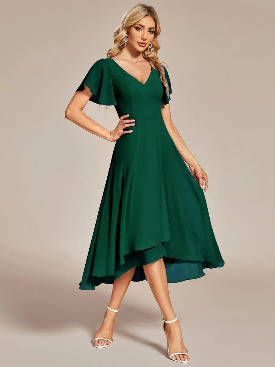 A-Line Chiffon Dress with High-Low Hem