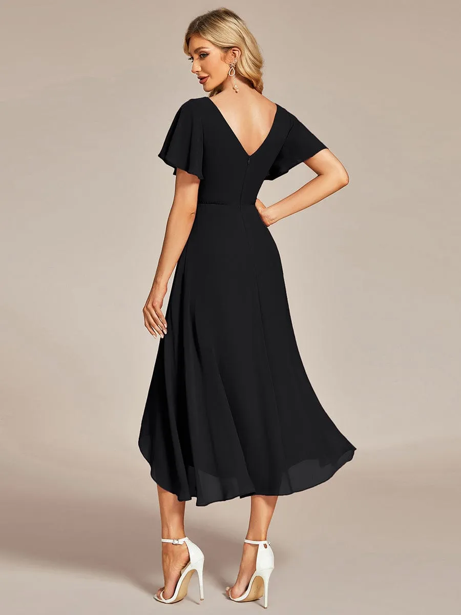 A-Line Chiffon Dress with High-Low Hem