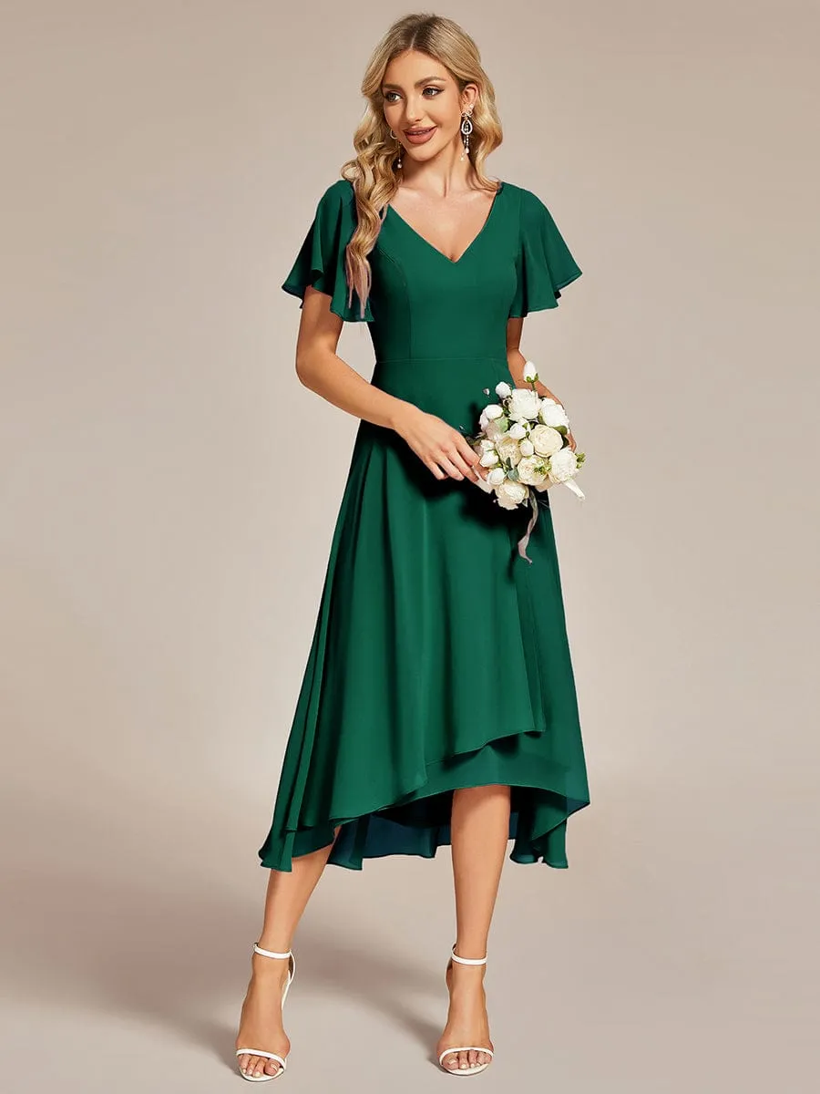 A-Line Chiffon Dress with High-Low Hem