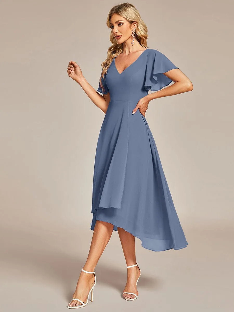 A-Line Chiffon Dress with High-Low Hem
