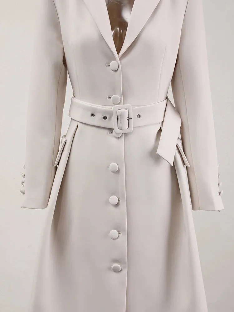 Adjustable Notched Single Breasted Trench Coat