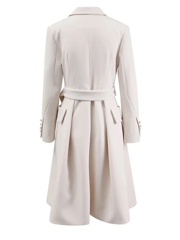 Adjustable Notched Single Breasted Trench Coat