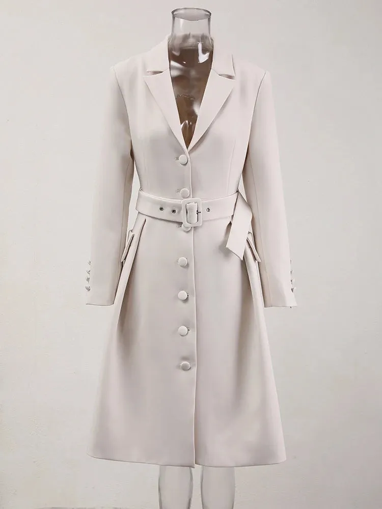 Adjustable Notched Single Breasted Trench Coat