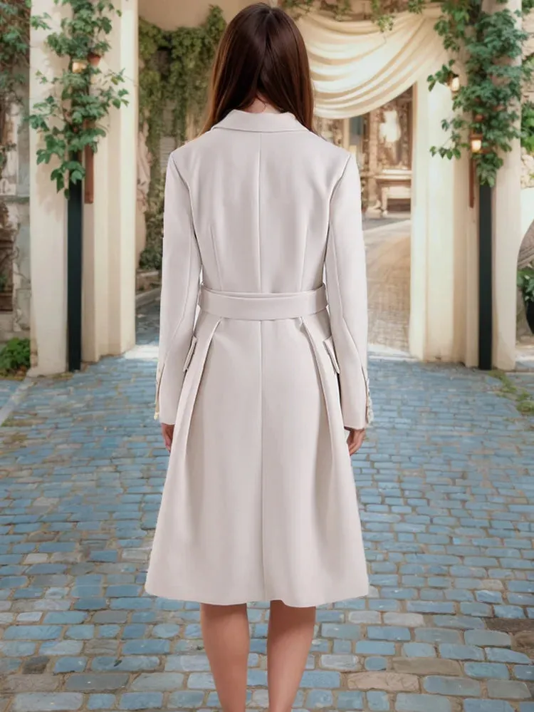 Adjustable Notched Single Breasted Trench Coat