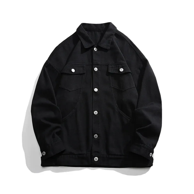 Aidase Streetwear Black Pockets Denim Jacket Hip Hop Japanese Streetwear Jackets Coats Korean Casual Jeans Jackets