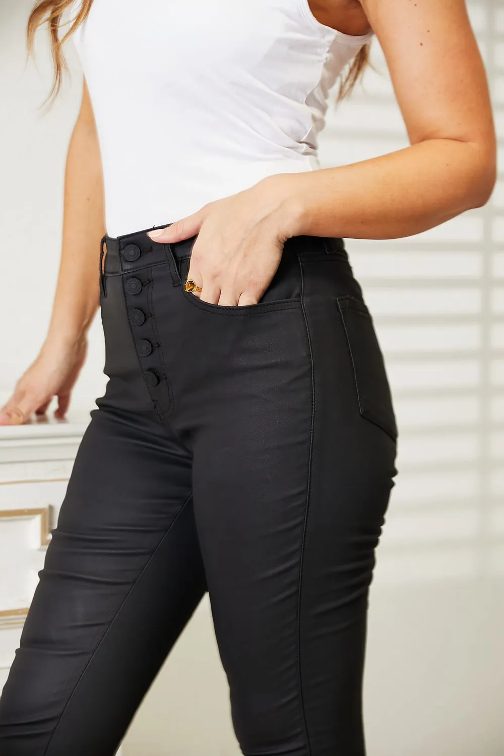 Black Coated Skinny Jeans