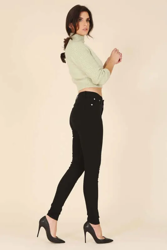 Black Denim Slim Fit Mid-Rise Skinny Jeans
