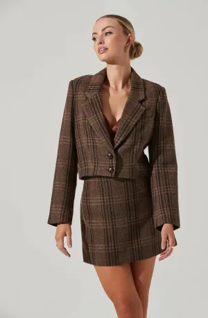 Black/Brown Plaid Brina Cropped Blazer