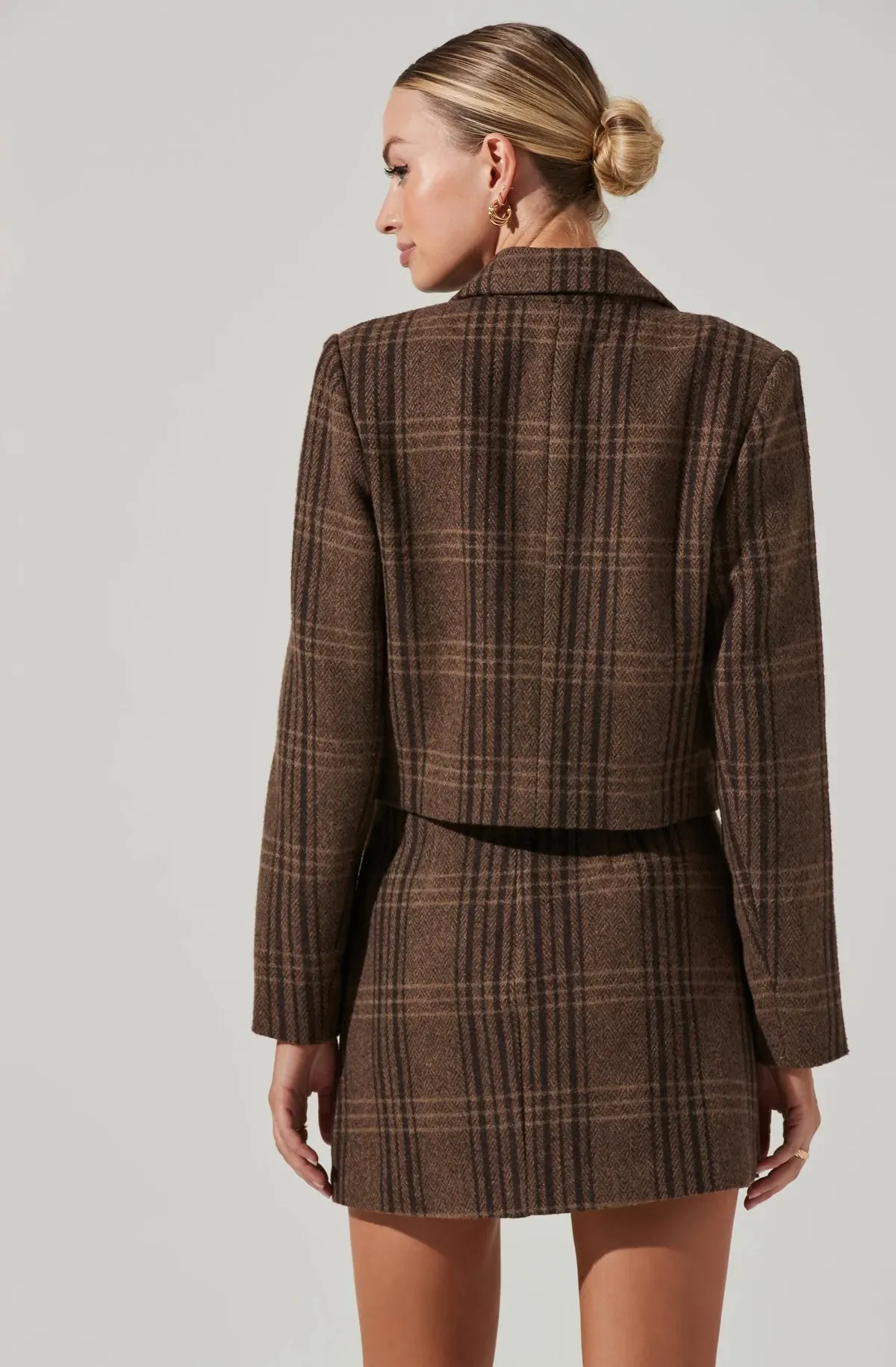 Black/Brown Plaid Brina Cropped Blazer