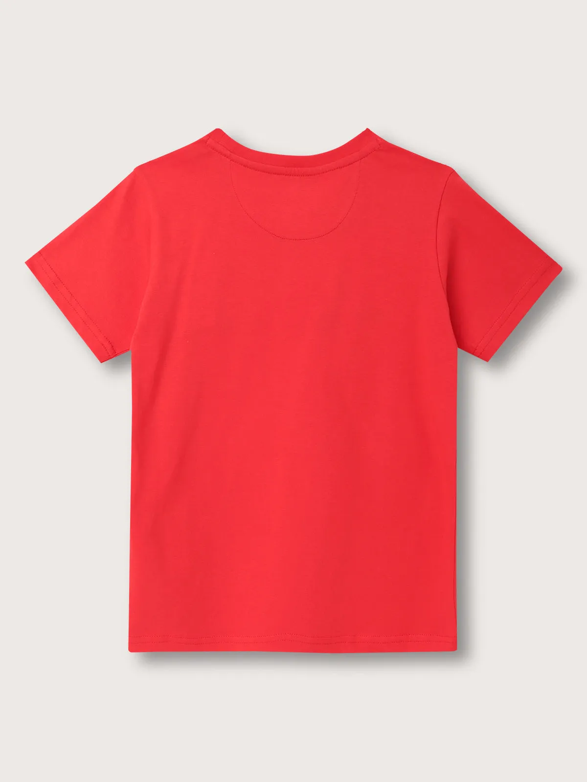 Blue Giraffe Boys Red Solid Round Neck Short Sleeves T-Shirt