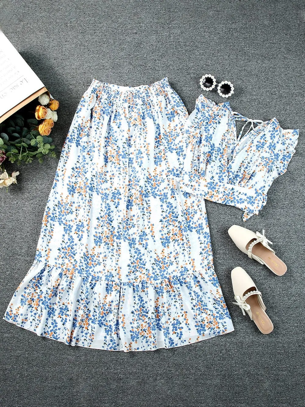Boho Summer Maxi Skirt and Top Outfit