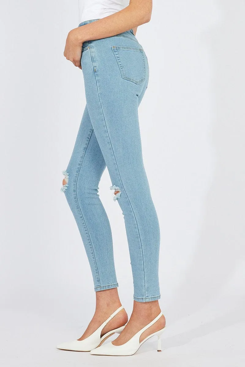 Denim Skinny Jeans Ripped