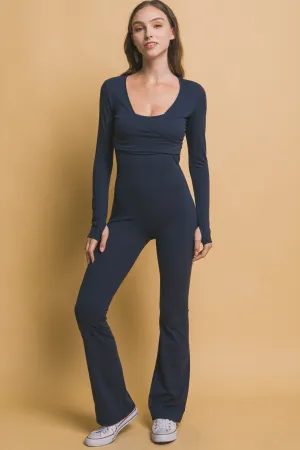 Eclipse Jumpsuit Wrap Long Sleeve With Thumbholes