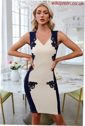 Elegant Emilee Sleeveless Blends V-Neck Bodycon Dresses Mini Cotton Club Dresses