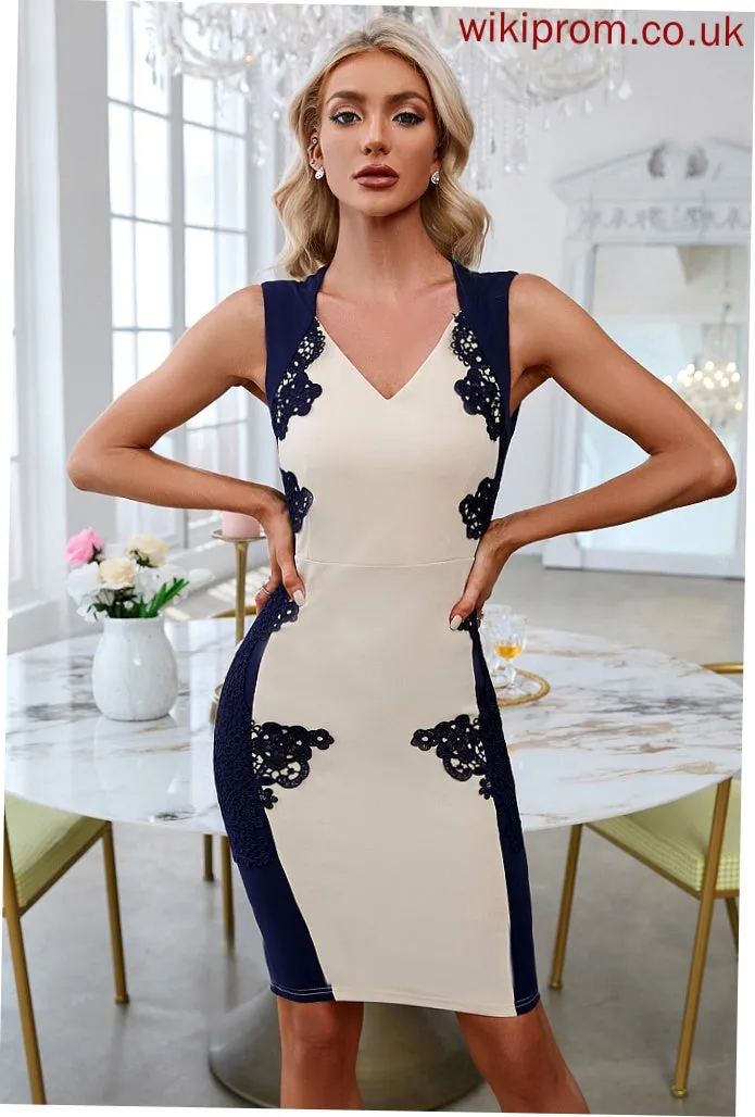Elegant Emilee Sleeveless Blends V-Neck Bodycon Dresses Mini Cotton Club Dresses