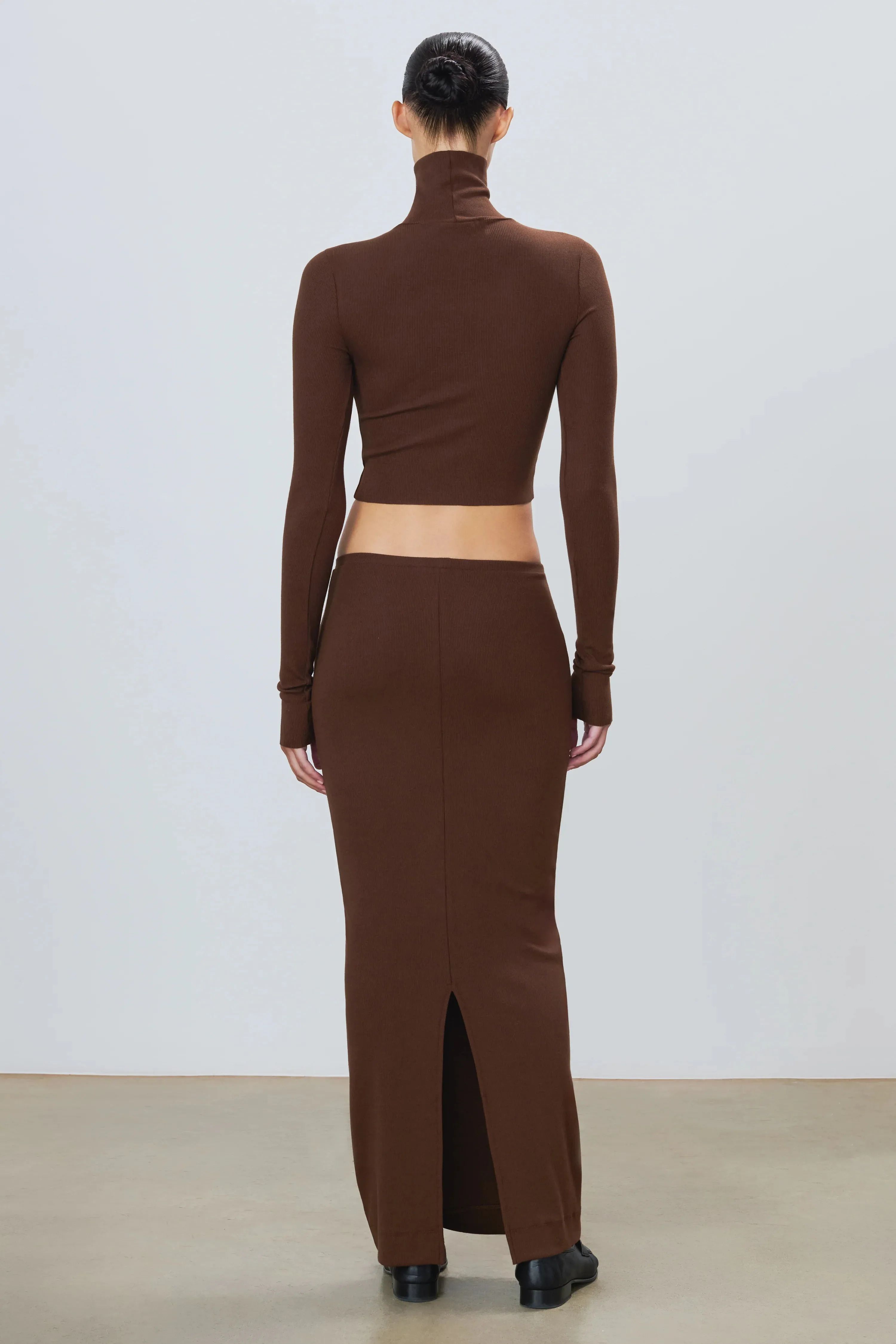 Emma Butter Rib Skirt in Chocolate