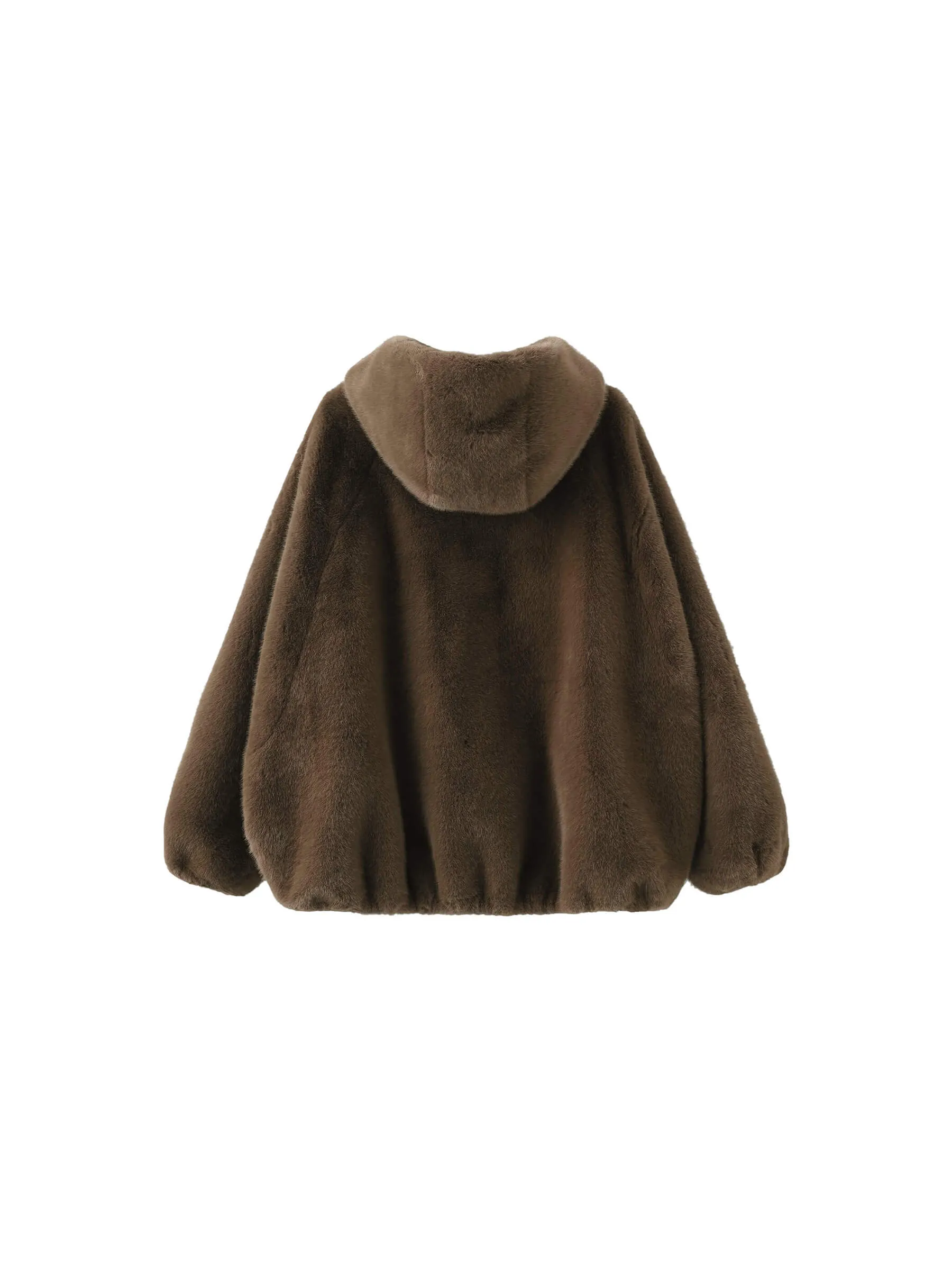 Faux Fur Zip-Up Jacket With Hood
