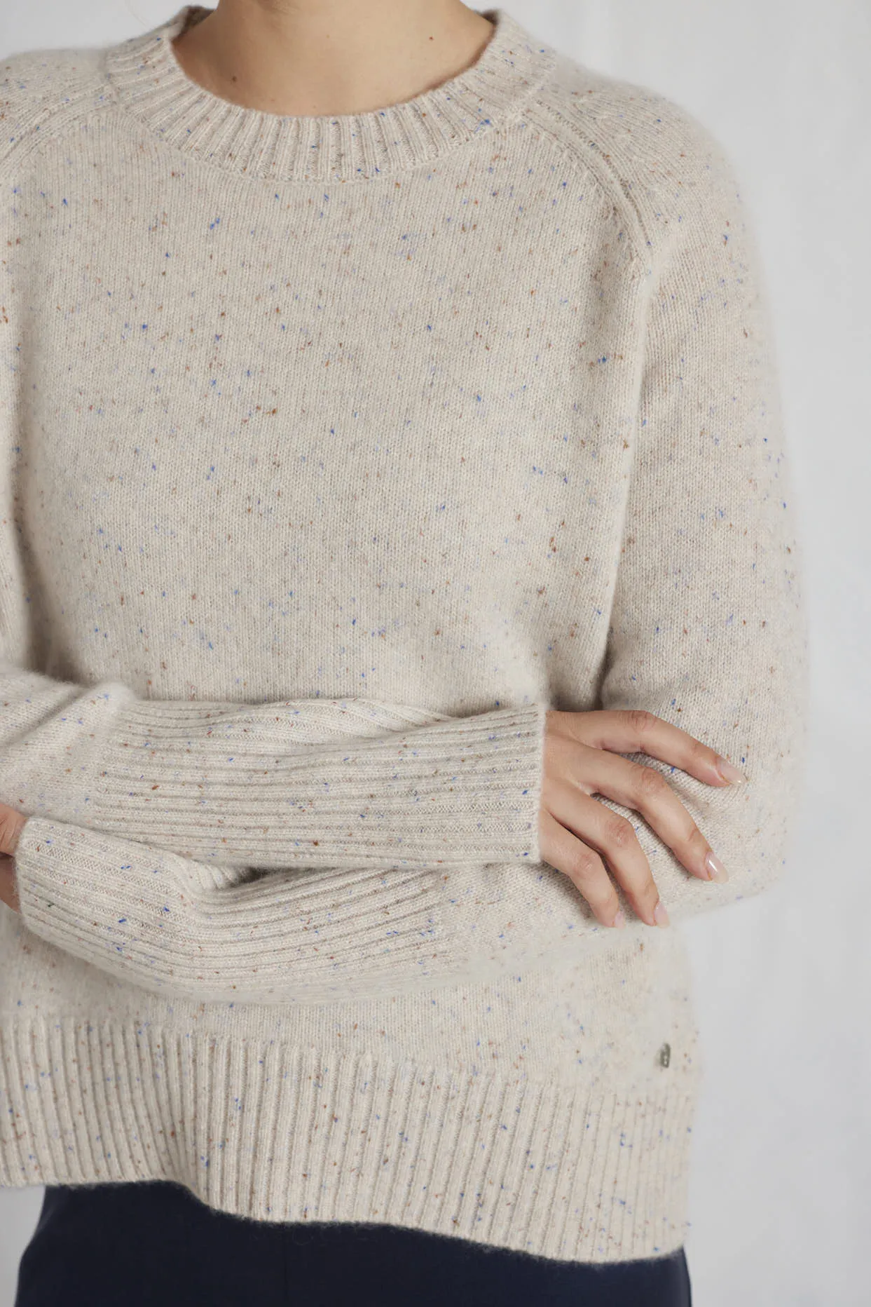 Fifi Crew Cashmere Sweater in Seashell