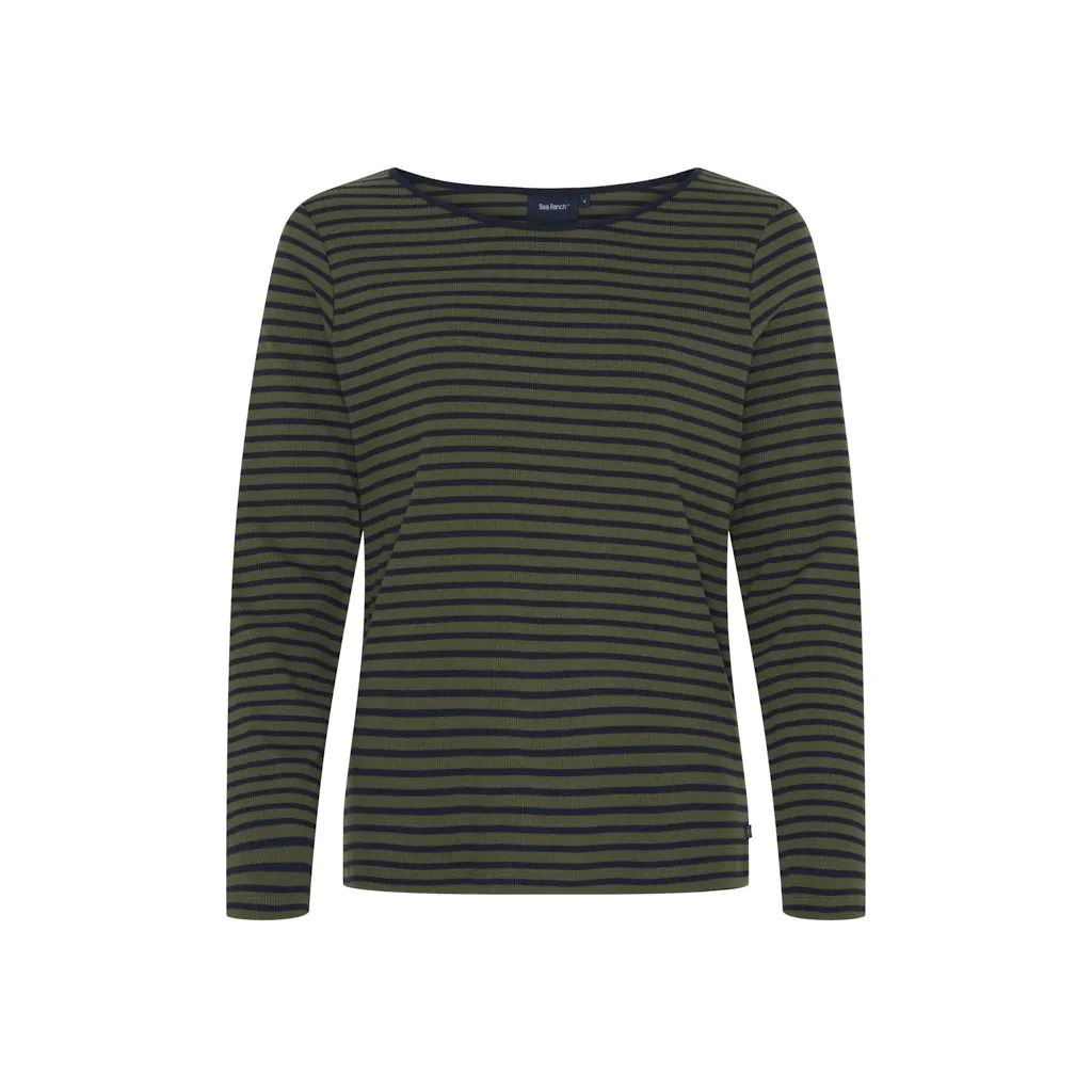 Fran L/S Tee - Olive / SR Navy