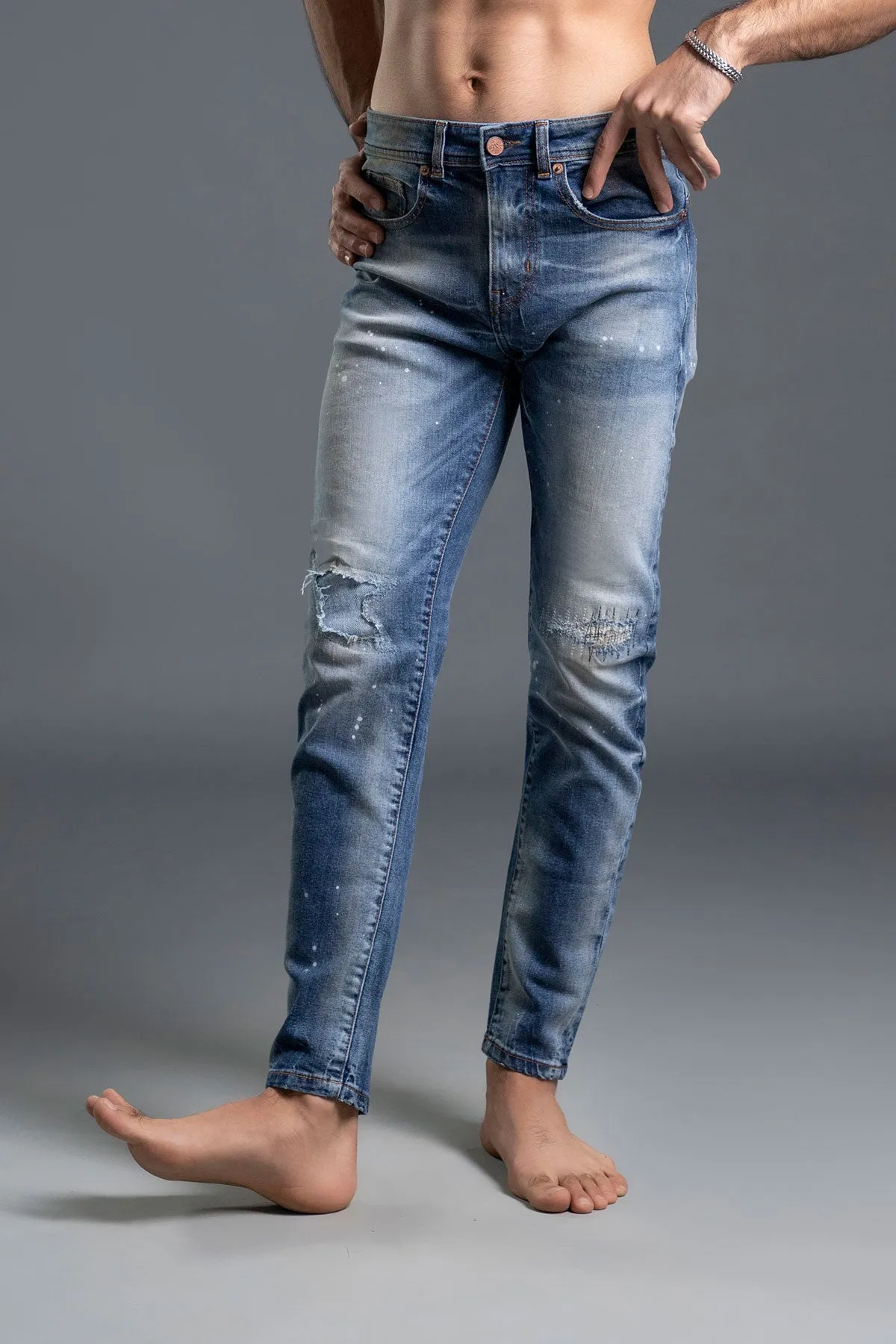 Fratboy Patched Skinny Jeans