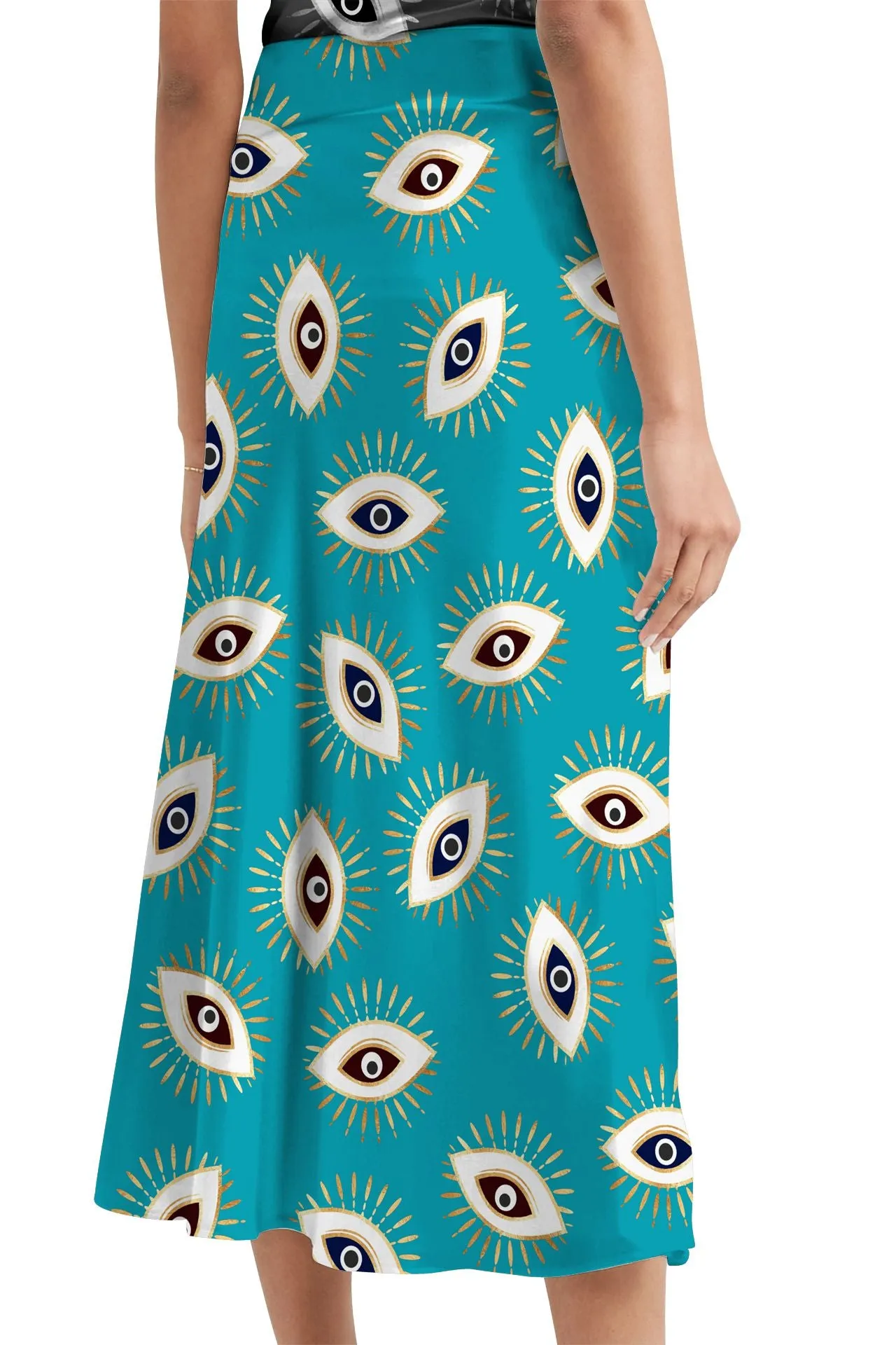 High Waisted Knee Length Skirt