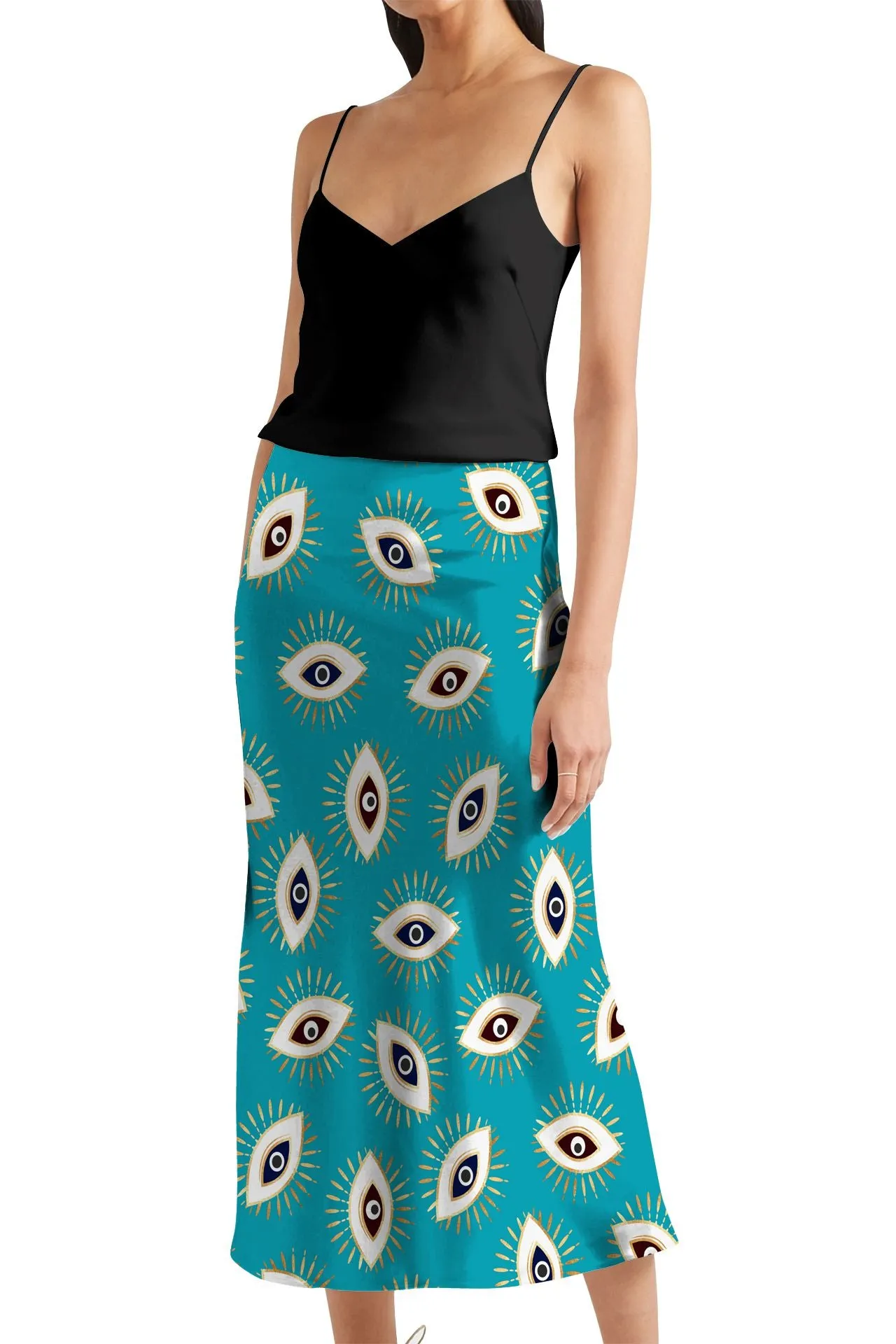High Waisted Knee Length Skirt