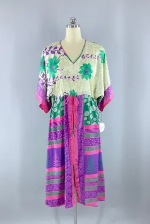 Kerala Kaftan / Pink & Green Floral