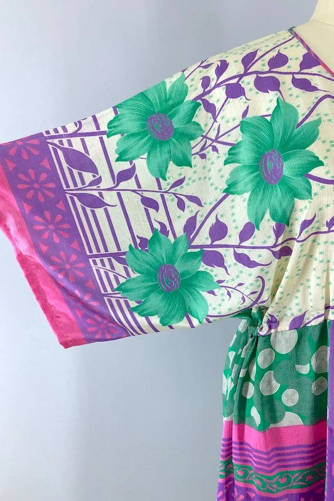Kerala Kaftan / Pink & Green Floral