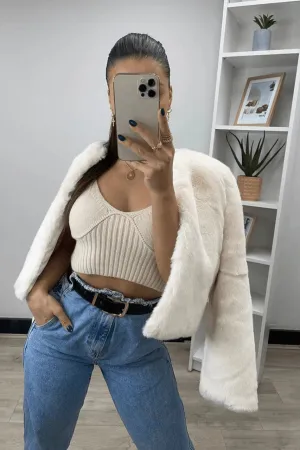 Know Your Worth Faux Fur Coat - White Cream