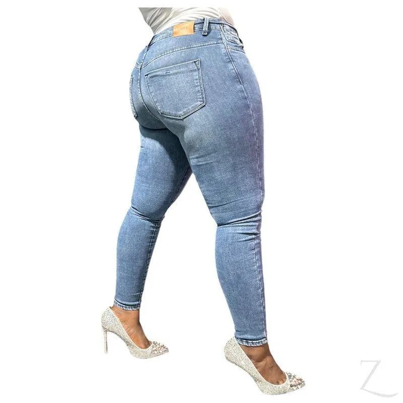 Ladies High Waist Super Skinny Super Strong Stretchy Denim Jeans | Plain | "Phela"