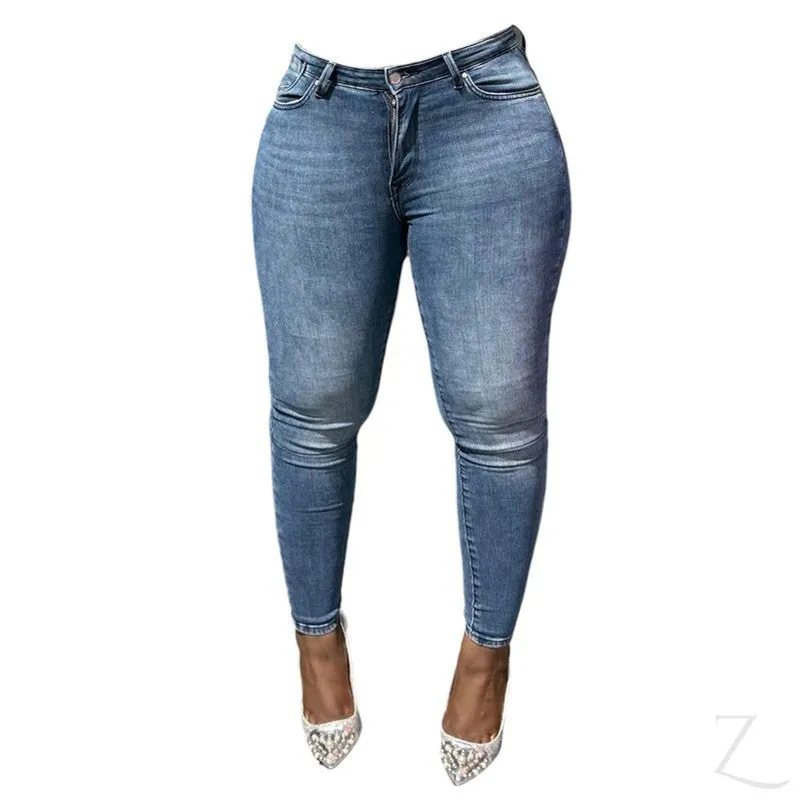 Ladies High Waist Super Skinny Super Strong Stretchy Denim Jeans | Plain | "Phela"