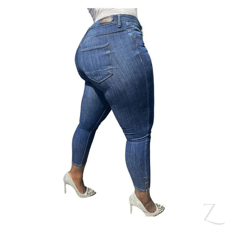 Ladies Super Stretchy Super Skinny Strong Denim Jeans | Zip Detail | "Phela"